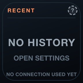 Recent Connections: Recently used profiles and their last launch.