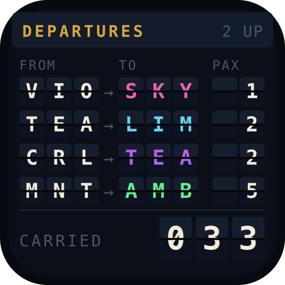 Arrived — the last four flights, and what each of them carried