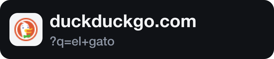 The Infobar showing duckduckgo.com with the search under it