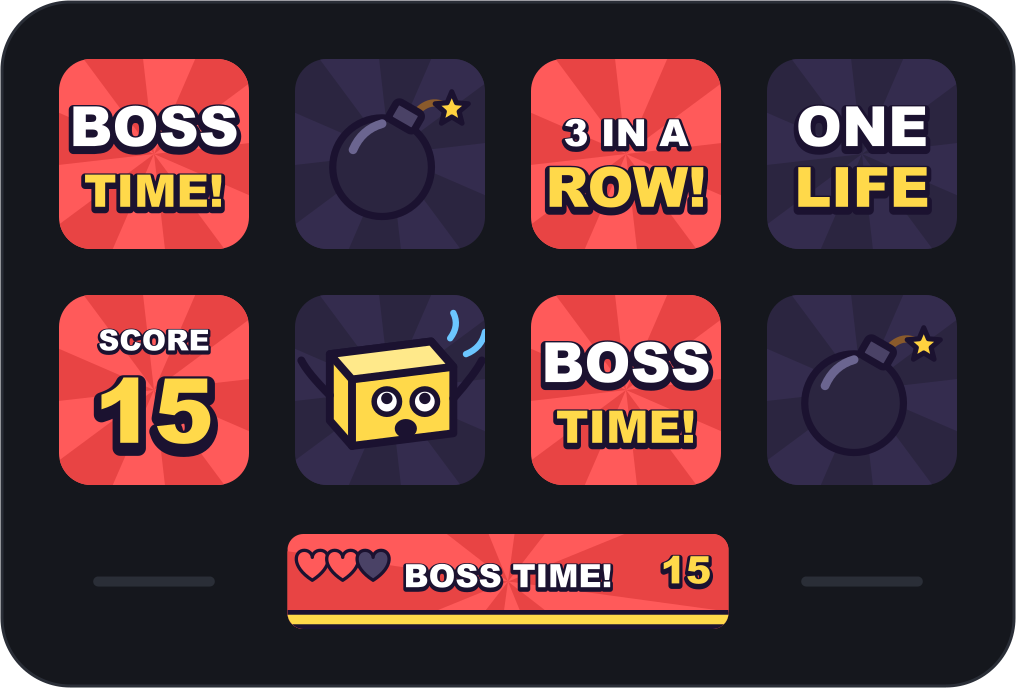 Boss time: three in a row, one life