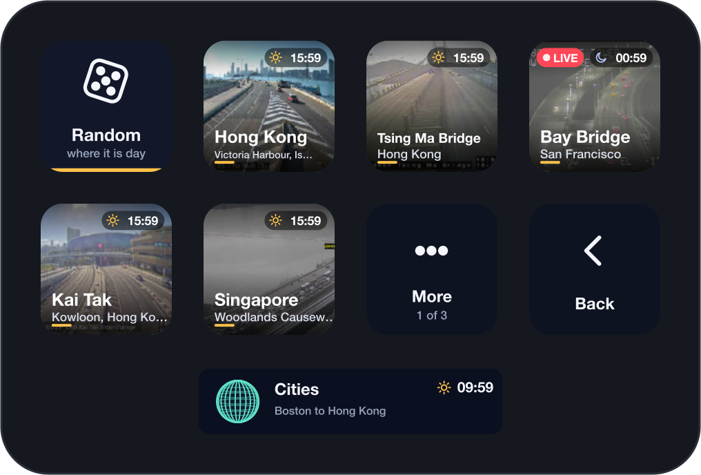 A category: Random first; each cam with its own clock