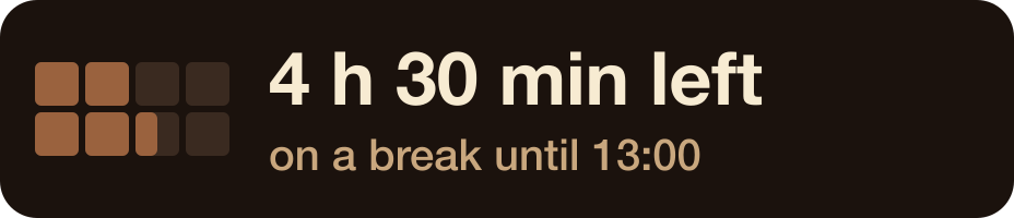 During. The time left, and the bar in small.