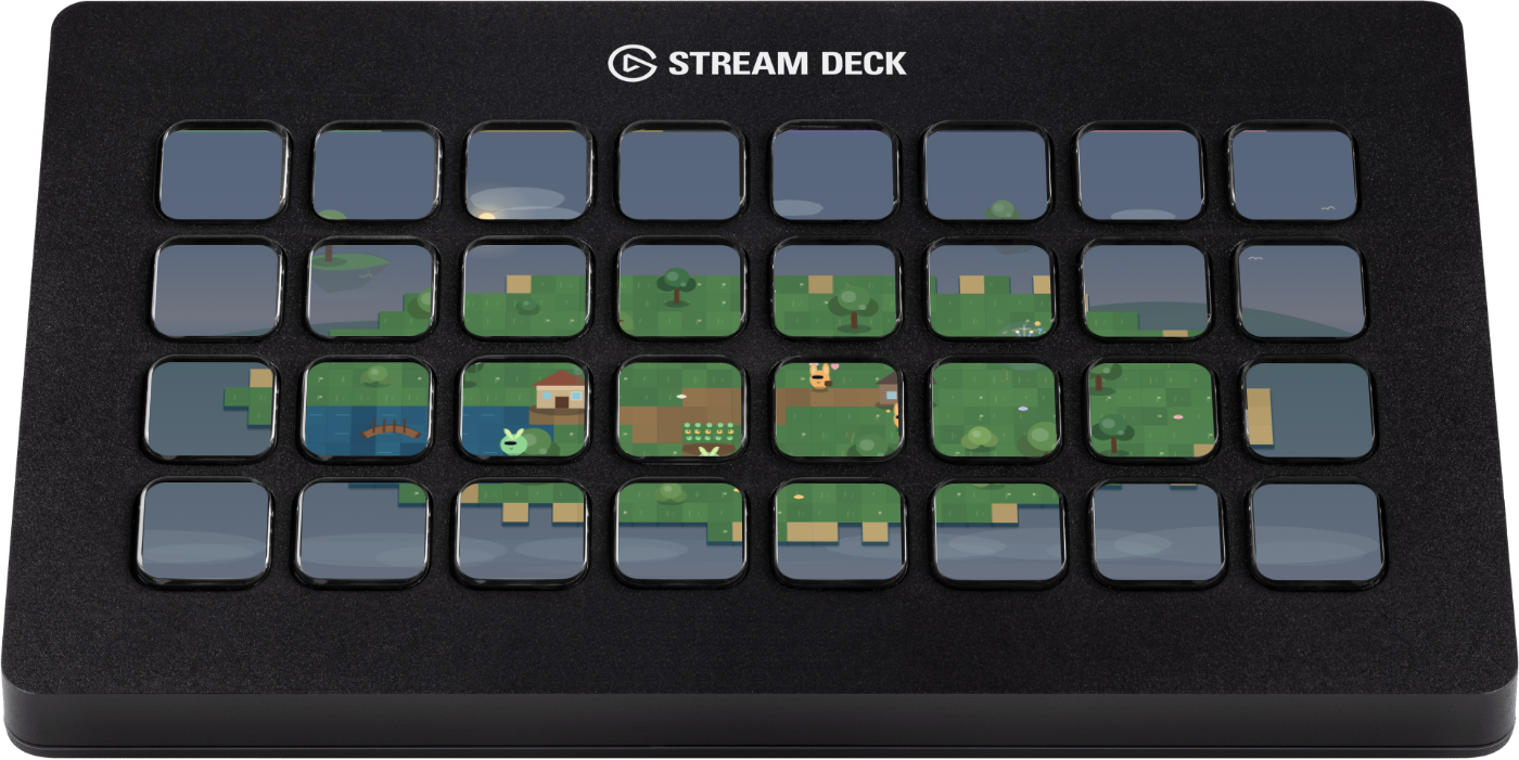 A Stream Deck XL showing one continuous island across eight columns and four rows