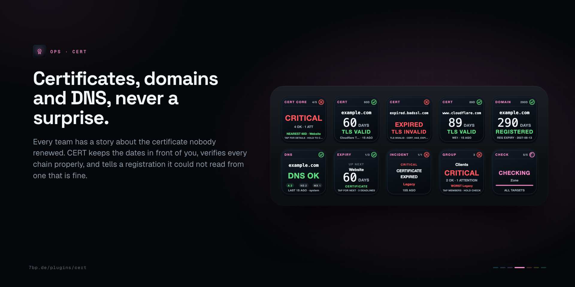 CERT: Certificates, domains and DNS, never a surprise.