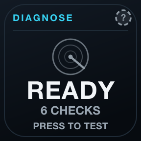 Diagnose: A guided diagnostic; monitoring continues while it runs.