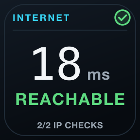 Internet: IP reachability independent of DNS, by TCP to stable public endpoints.
