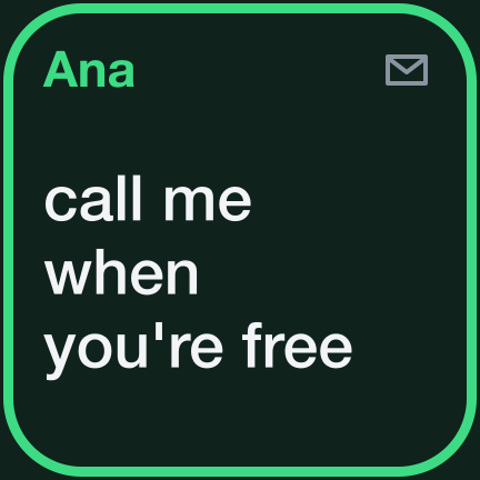 A message — on the sender's own tile