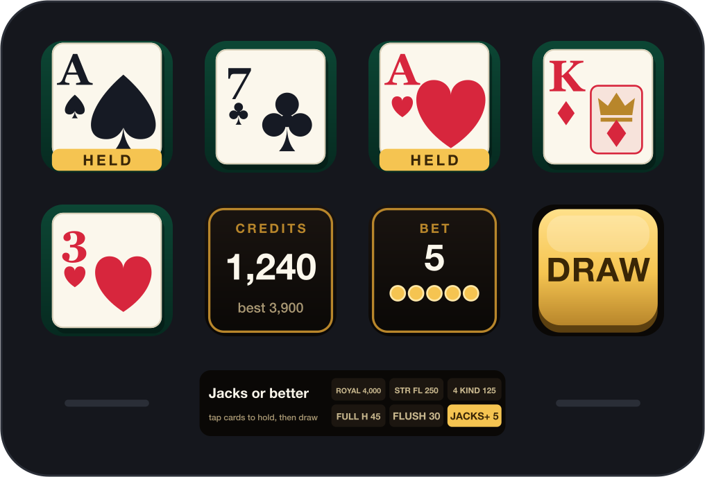 Hold: tap a card to keep it