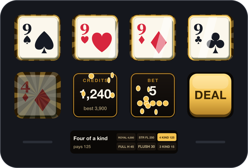 A Stream Deck Neo showing four nines lit in gold on a ground of turning rays