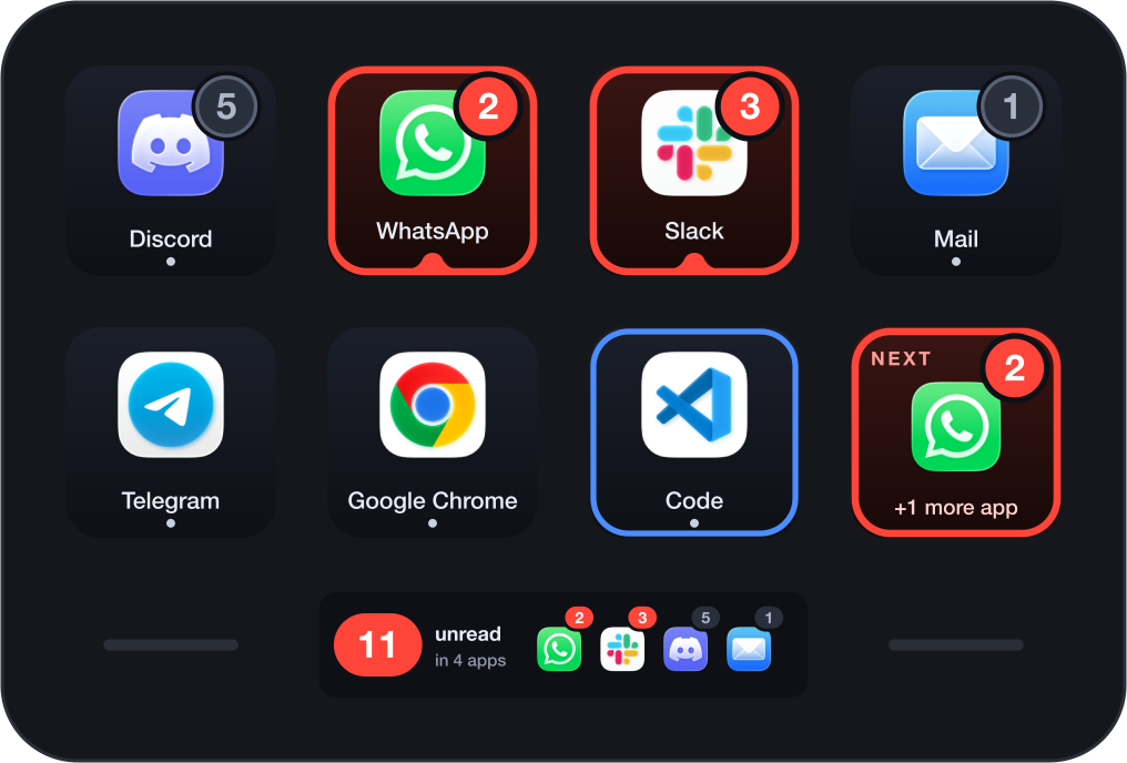 Two seen: Next skips the apps you already know about