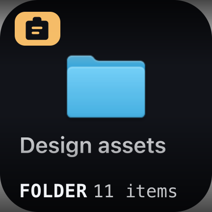 Folders — the name, and how much is in it