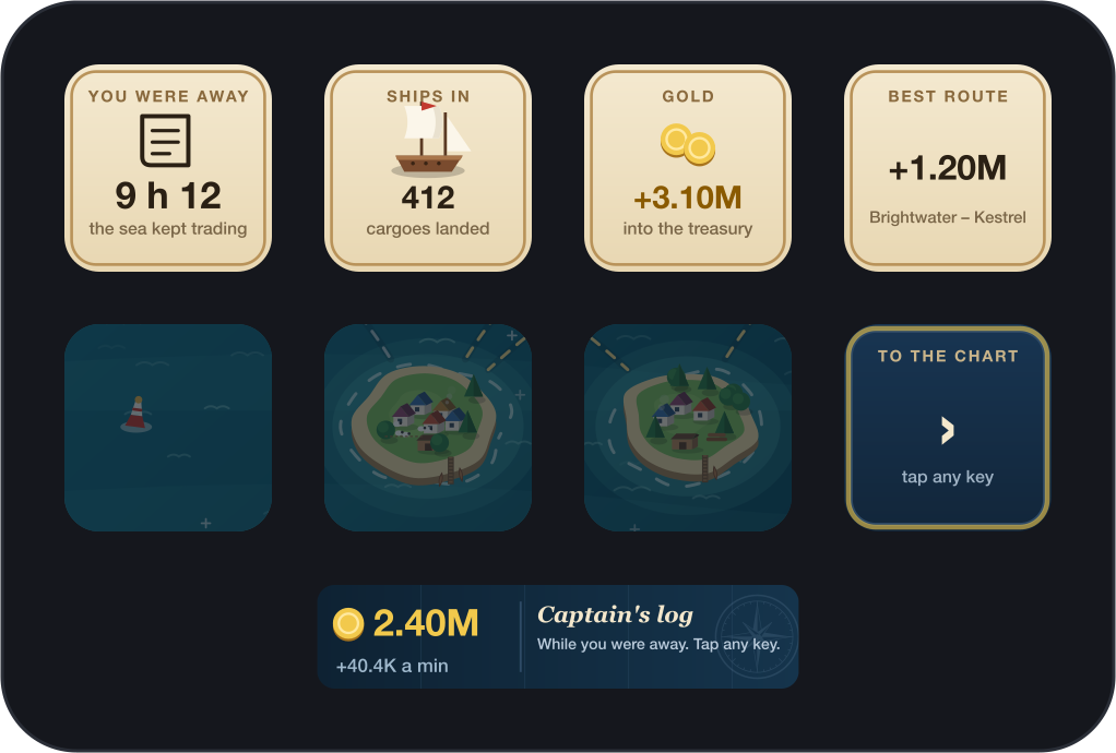 The captain's log. The ships trade on while the computer is off, for up to three days. Coming back, the log says what happened.