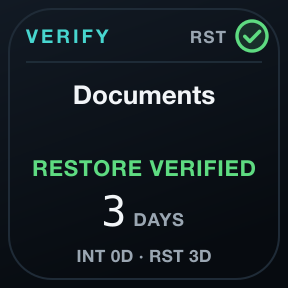 Verification Watch: Integrity and restore-test evidence for one job.