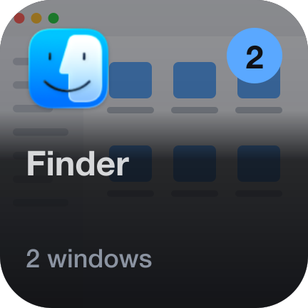 An app — the badge counts its windows