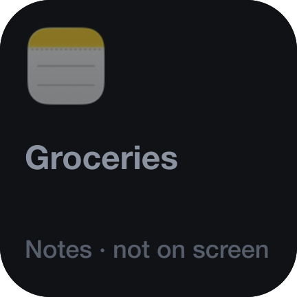 Not on screen — minimised, hidden or on another desktop