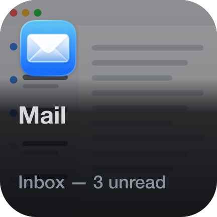 Mail, pinned — its front window, live